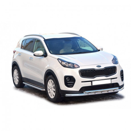 Защита переднего бампера «Труба двойная» (d51) для Kia Sportage (2016-н.в.)(Окрашенное) купить недорого с доставкой в Гатчина