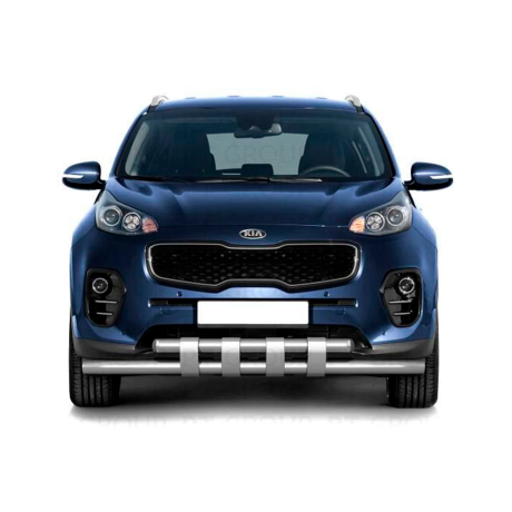 Защита переднего бампера двойная с пластинами d63/63мм (НПС) KIA Sportage (2016-н.в.) купить недорого с доставкой в Гатчина